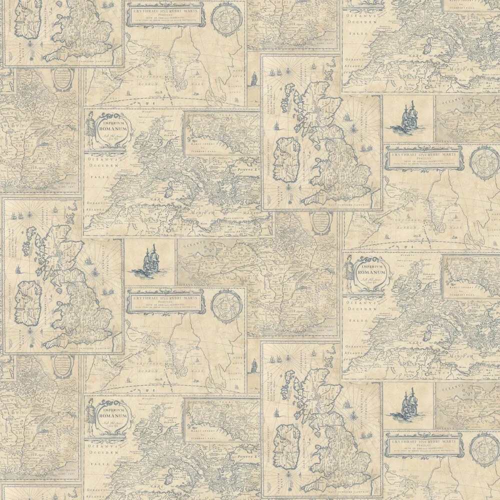 Mulberry Home Bohemian Travels‎ Indigo Wallpaper FG077 H10.0 11 yards